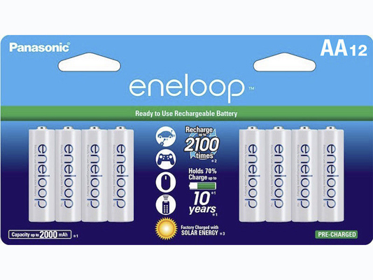 Panasonic eneloop AA Ni-MH Pre-Charged Rechargeable Batteries, 12 Pack